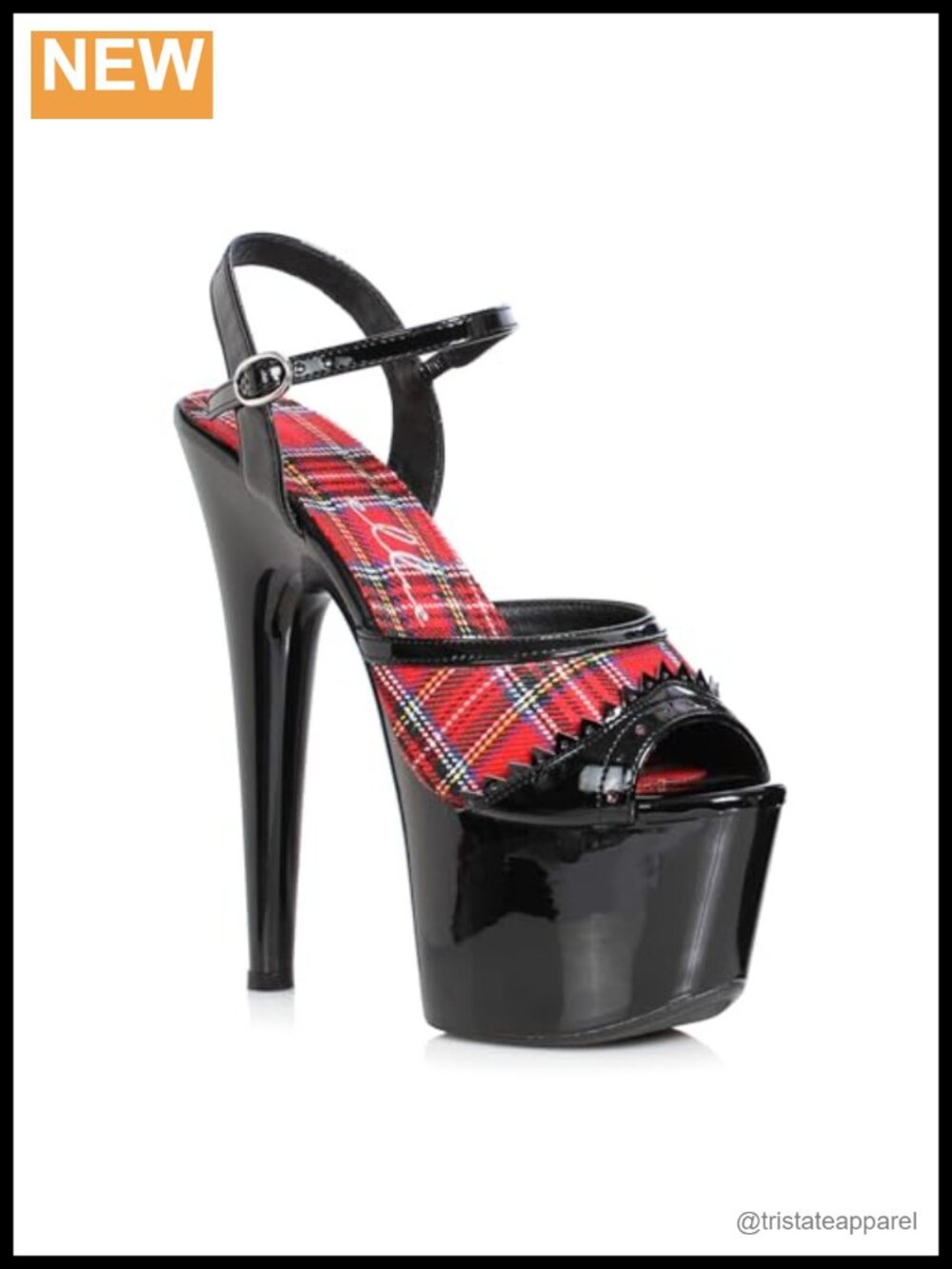Plaid Platform Stiletto Heeled Sandals Peep Toe Ankle Strap Halloween